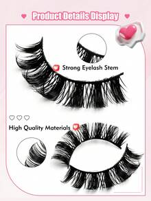 Rikuaild 10 Pairs Fluffy & Voluminous False Eyelashes, Russian Style Strip Lashes, D-Curl Faux Mink Lashes, Thick Lash Extensions, Essential Makeup Tool For Travel, Party, Music Festival, Reusable Fluffy Fake Eyelashes - 俄羅斯條狀假睫毛 - 查看 4