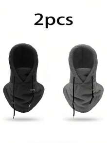 1pc/2pcs Solid Color Fleece Warm Balaclava, Comfortable Breathable Windproof Face Mask For Autumn/Winter - Multicolor - View 10