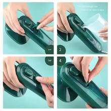 Mini plancha de vapor portátil de color verde oscuro, elimina las arrugas de forma eficaz. Tamaño compacto, ideal para viajar y para uso doméstico. (Apta para una gran variedad de tejidos, como lino, poliéster, nailon, lana, franela, seda, etc.) - Tipo de Enchufe A USA (110-127V) - Ver 8
