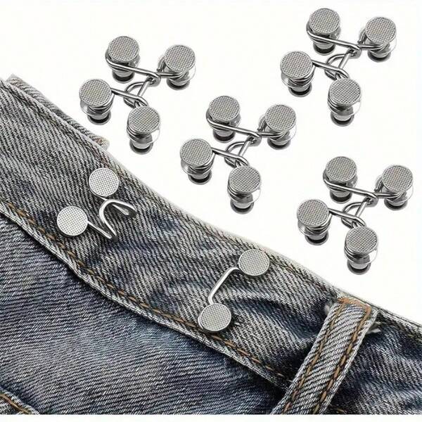 2025 6-Piece Set Silver - Gray Invisible Adjustable Waist - Altering Brooch Set For Trousers. Includes Jeans Waist - Tightening Pins & Anti - Peek Seamless Metal Belt Clips, Quick - Release Tightening, Unlock New Fashion Postures