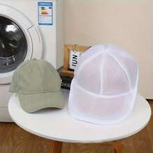 2pcs Washing Machine Hat Cleaner Cage, Hat Cleaner With Net Bag, Baseball Cap Hat Cleaner, Hat Cleaning Protector Cage, Drying Rack - Double-layer Hat Washing Rack + Hat Washing Bag - View 1