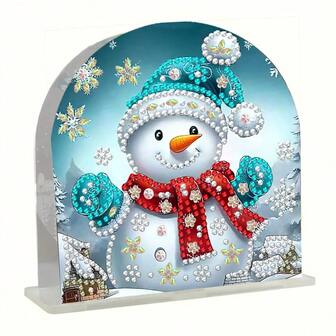 1 pieza Caja de pañuelos de pintura de diamantes DIY para adultos, diseño de muñeco de nieve estilo navideño, adecuado para principiantes para hacer una caja de pañuelos de escritorio de diamantes de estrás asimétrica, adecuada para la decoración del escritorio del hogar, regalo de manualidades de pintura de diamantes