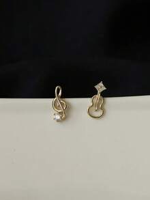 BALMORA 2 piezas de pendientes de plata de ley S925 con notas de violín de circonita, conjunto personalizado simple para mujeres, para uso diario, fiesta, festival de música, regalo