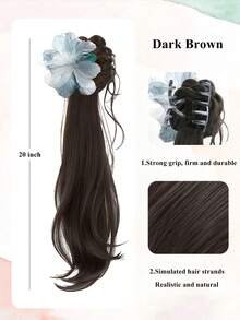 1 Piece Of Chinese Floral Faux- Wig Bun Hair Clip For Women, Slouchy Atmosphere, Loose Low Ponytail, Clip-On Hair Claw, Hair Bag For Going Out Simple Style. Fashion Hair Accessories Beauty Claw Clips Long Curl Wig