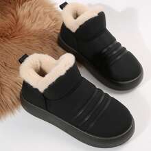 Women's Suede Shearling, Warm Snow Boots, Memory Foam Room Slippers - Black1 - View 10
