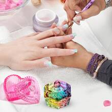 1pc Aurora Colorful Nail Art Crystal Cup Powder Liquid Container Heart-Shaped Cup Nail Art Accessories, With Lid Glass Crystal Cup Colored Crystal Cup - Multicolor - View 8