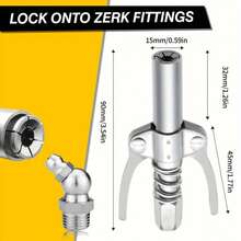 1PC Stainless Steel Grease Gun Coupler – Lock-On Zerk Fitting Nozzle With Quick Release | 10,000 PSI Pressure Rated, 1/8" NPT Thread For Aluminum Alloy Grease Guns - Bạc - Xem 4