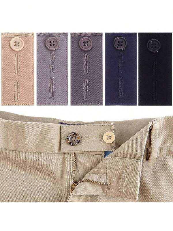 5 pièces/set Kit d'extension de pantalon, comprenant un bouton-pression d'extension de pantalon, un crochet long, un ajusteur de taille élastique et une rallonge de ceinture, bouton métallique d'extension, boucle ajustable d'étirement de la taille, outils de couture pratiques