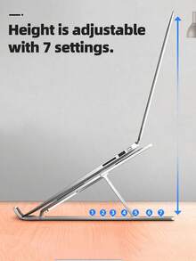 1pc White Foldable Portable Laptop, Tablet & Phone Stand With Adjustable Height & Cooling Function