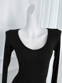 女士性感V领修身隐形甜美清凉紧身鱼尾裙 - 黑色 - 查看 8