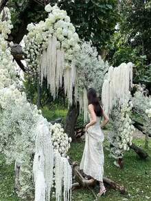 1/2/3/4/5 piezas Decoraciones colgantes de arroz estilizadas, decoraciones florales verdes, decoración navideña de alta moda, decoración del hogar/boda con flores secas