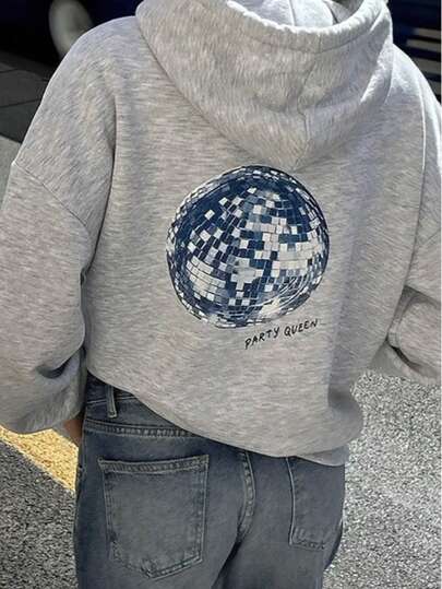 Sudadera hoodie sweatshirt dama mujer gorro capucha manga larga estampado Bola Disco Disco Ball Pretty Queen Aesthetic otoño invierno