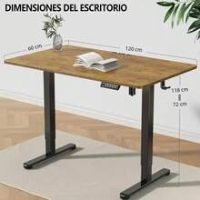 Escritorio elevable ajuste de altura para computadora, madera resistente, mueble ergonómico y moderno, ideal para trabajo, estudio y home office, espacio para almacenamiento y organización - Café integral - Ver 3
