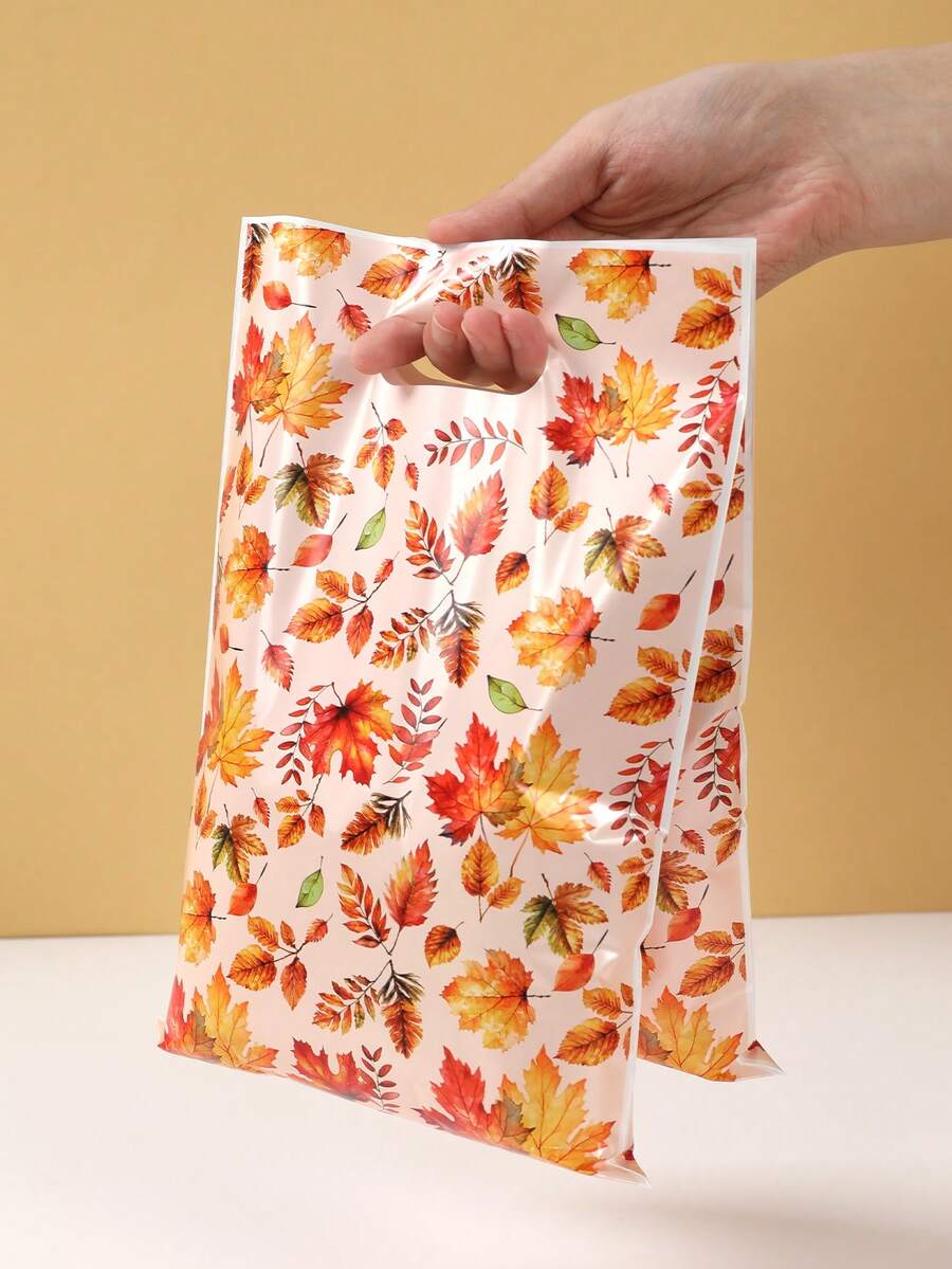 50 piezas Bolsa de regalo de Acción de Gracias, Bolsa de plástico con patrón de hoja de arce, Suministros para fiestas de Acción de Gracias, Bolsas de decoración de regalo del Día de Acción de Gracias, Bolsas de regalo pequeñas para fiestas de otoño, Suministros de envoltura de regalo de otoño, Decoraciones de Acción de Gracias para exteriores, Bolsas de envoltura de pequeños artículos de compra, Suministros de envoltura de cocina, Decoraciones de otoño, Recuerdos de fiesta