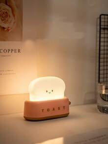 3000K USB Rechargeable Cute Toaster Shape LED Table Lamp, Heartwarming Decorative Table Lamp Toast Bread LED Night Light Creative Design Bread Night Light Suitable For Family Use Perfect Birthday Christmas Gift(Green/Orange/Pink) - Multicolor - View 14