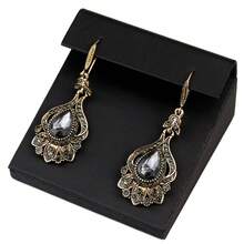 1 đôi bông tai kiểu Thổ Nhĩ Kỳ cổ điển thanh lịch, hình giọt nước, thiết kế hoa tulip cổ điển châu Âu, trang sức cung đình, thích hợp cho những buổi đi chơi thường ngày, kỳ nghỉ và du lịch. - bông tai rỗng - Xem 14