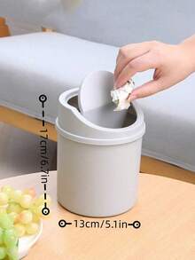 1pc Mini Trash Can With Lid, Small Desktop Garbage Can, Plastic Desk Waste Basket, Twist-Lid Design To Prevent Odor Leakage, For Storing Fruit Peels And Paper Scraps To Keep Desk Tidy, Suitable For Bathroom, Home Office Desk, Coffee Table, Office, Living Room, Study - Multicolor - View 9