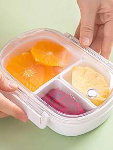 1pc Minimalist Food Storage Container, Portable Fruit Bento Box, Refrigerator Airtight Box, Microwave Lunch Box, Outdoor Lunch Box, Student Lunch Box, School Supplies - White - View 6