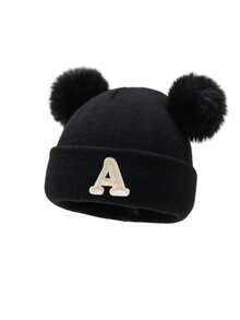 1 件刺绣个性化婴儿针织帽幼儿儿童 26 个字母无檐小便帽工艺女婴骷髅帽适合婴幼儿女孩日常佩戴 0-3 岁