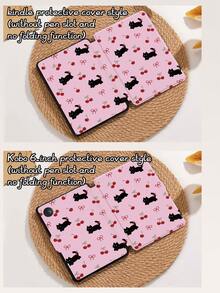 Funda protectora de tableta con patrón de dibujos animados de cereza y perro, compatible con iPad 9.7/10.2/10.5/10.9/12.9/Pro 11, 10.a generación, compatible con Samsung Galaxy Tab S6 Lite 10.4 pulgadas, compatible con Kindle Paperwhite 12.a generación 2024, Kindle (11.a generación) lanzamiento 2022, Kobo Clara Color, protección antirrotura suave, soporte inteligente/activación/suspensión automática