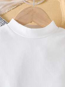 3 pièces Ensemble fille comprenant : veste longue élégante à fleurs et dentelle, Top à manches longues de couleur unie, et jupe. Automne/Hiver