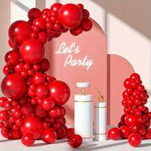 110pcs 18/12/10/5 Inch Red Balloon Garland Arch Set, Suitable For Birthday Party, Wedding, Engagement, Anniversary, Proposal Arrangement, Valentine's Day, New Year, Christmas Decoration - 紅色 - 查看 2