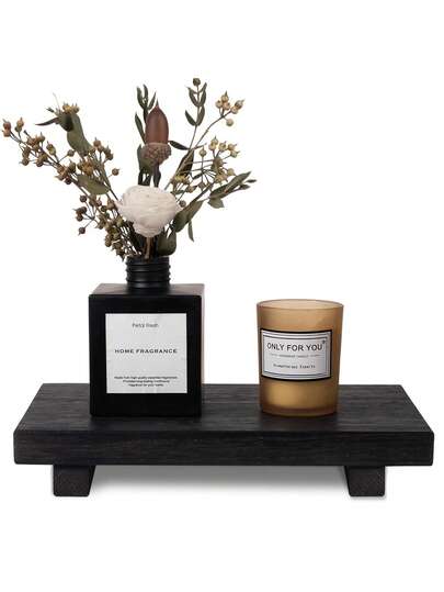 Small Wood Pallet Base Stand Farmhouse Bathroom Decor Decorative Wood Riser Kitchen Soap Dish Holder For Vanity, Counter, Sink, Black