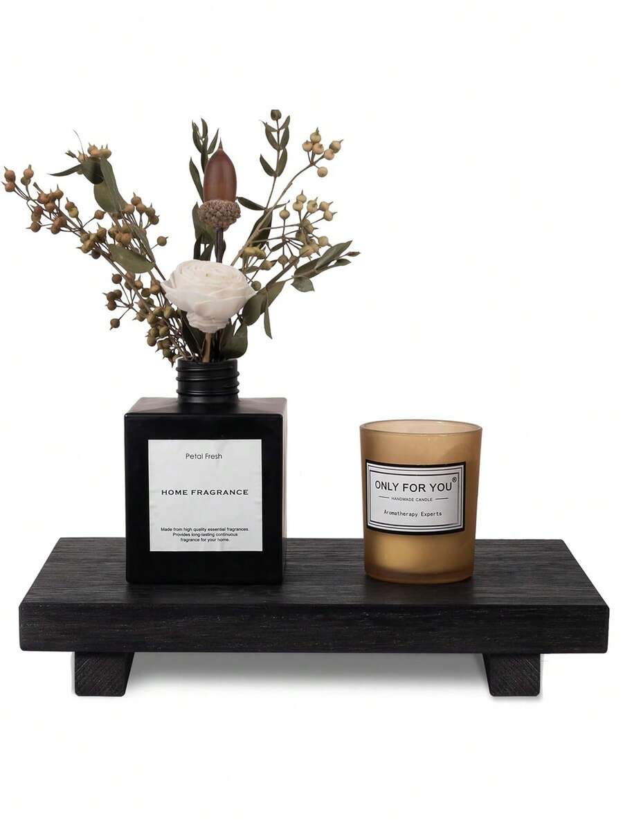 Small Wood Pallet Base Stand Farmhouse Bathroom Decor Decorative Wood Riser Kitchen Soap Dish Holder For Vanity, Counter, Sink, Black