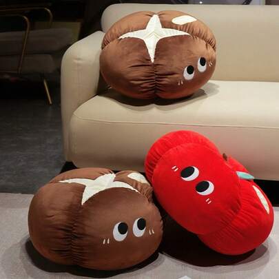 Cute Soft Big Eye Apple Mushroom Pouf Cushion, Cartoon Sofa Throw Pillow, Thick Floor Mat, Multi-Functional Home Footstool, Bed Backrest Cushion, Children Seat Pad