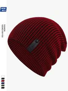 1 件轻质透气时尚标签装饰宽松便帽，男女皆宜，秋冬保暖护耳针织帽，适合户外活动、跑步、健身、滑雪、滑板等休闲运动，多种佩戴方式，吉他音乐保暖帽，青年情侣，万圣节，圣诞节，节日礼物秋季装饰 - A - 查看 6