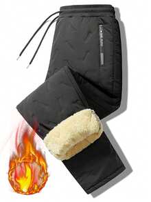 Women's Plus Size Thermal Lined Straight Leg Sweatpants, Warm And Comfortable Casual Pants For Winter