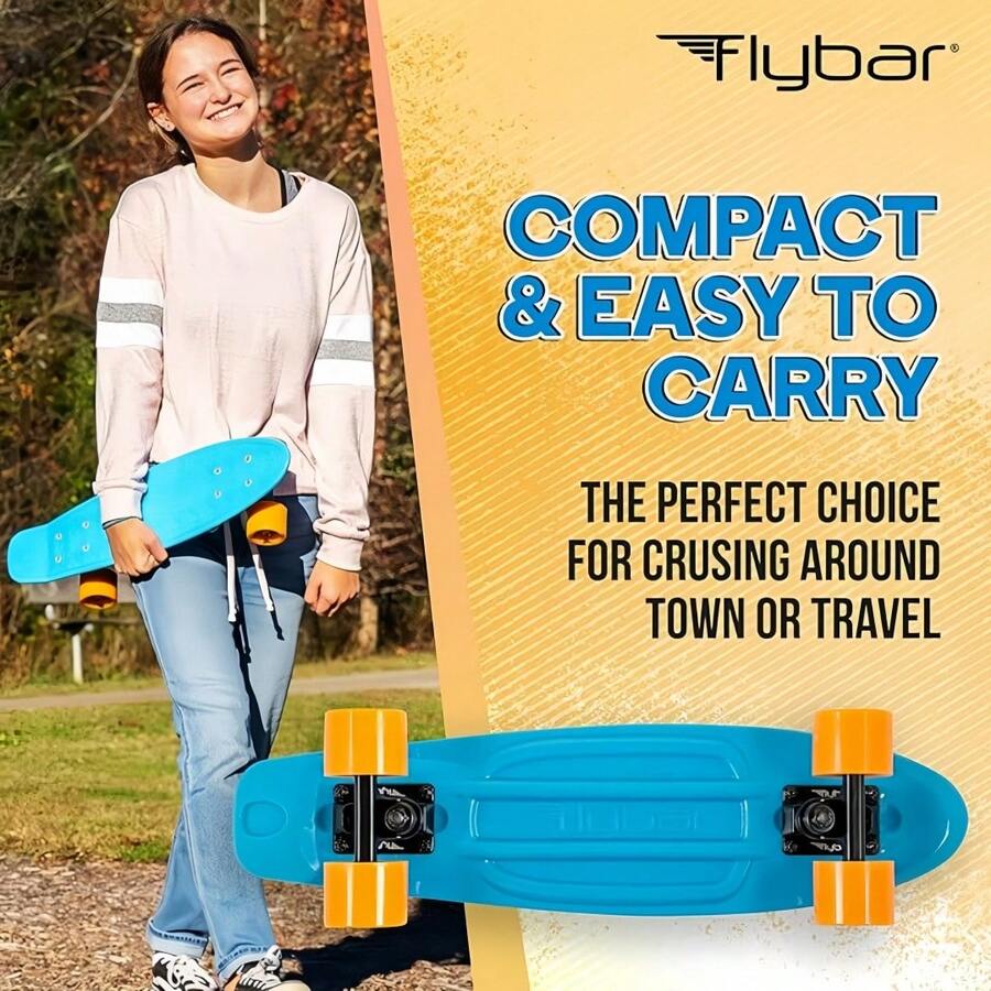 Ein anfängerfreundlicher 17-Zoll (43 x 13 x 10 cm) / 22-Zoll (56 x 14 x 10 cm) Cruise-Scooter mit leichtem PP-Deck, Lagern aus Karbonstahl, hochbelastbaren PU-Rädern und einem leuchtend bonbonfarbenen Design – ein kompletter Park- und Outdoor-Scooter für alle Könnerstufen, ein Skateboard für alle Jahreszeiten | stylischer Mini-Cruiser | langlebige Räder für Flexibilität – verschiedene Farben - Verschiedenfarbig - Übersicht 1