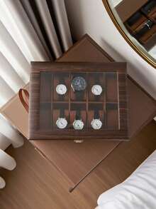 1pc Large Capacity Leather Watch Storage Box, Watch Display Case Jewelry Storage Box - Multicolor - View 3