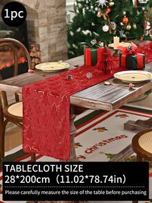 1pc White Gold Foil Christmas Tree Thin Rectangular Table Runner, Polyester Solid Color Decorative Table Runner, Suitable For Home Decor Like Dining Table, TV Stand, Coffee Table, Room Decor, Christmas Decor, Christmas Gifts - Multicolor - View 20