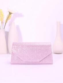 女士优雅时尚迷你简约斜挎手拿包，粉色 - 粉色 - 查看 2