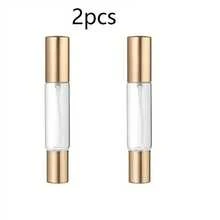 2pcs 0.34oz Dual-Use Perfume Spray Bottles With Roller Ball - Transparent Glass, Easy To Fill And Portable, Suitable For Travel And Office Essentials, Contains Fragrance And Skincare Spray|   Travel Accessories|   Reusable Sprayer Set - Gold - View 7