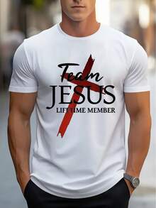 Camiseta de Hombre Cómoda Cuello Redondo Casual Algodón Mangas Cortas Suave Transpirable Top Ropa de Hombre Camiseta Verano Primavera Ropa de Calle Tela de Algodón Impresión de Letras a la Moda - Blanco - Ver 3