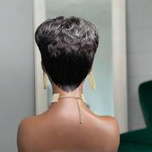 Short Wig For Women Human Hair Salt And Pepper Short Wigs For Black Women 34# Layered White Black Mixed White Color Pixie Cut Wig For White Women Layered Wigs With Bangs None Lace Front Full Machine Made Wig Easy To Wear Human Hair Grey Wig For Thanksgiving Day,Christmas,Daily Use