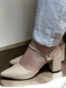 Women's Pumps Sandals, Shiny Rhinestones, Elegant, Comfortable Party - Nude - View 2