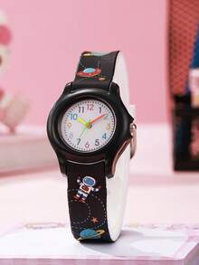 1 pieza Reloj de cuarzo compacto, minimalista y lindo con diseño de astronauta de moda, adecuado para adolescentes y estudiantes, regalo de Halloween, regalo de cumpleaños