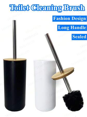 1pc Bamboo Handle Toilet Brush Set, Bathroom Cleaning Tool With Extended Reach Bathroom Decor Summer Bathroom Cleaning Brush,Bathroom Supplies, Plastic Brush,Bathroom Wash Brush,Toilet Accessories,Toilet Brush Wc,Home Decor