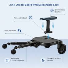 Tabla universal para cochecito de bebé con asiento desmontable, tabla para cochecito 2 en 1 para la mayoría de las marcas de cochecitos, espacio para niños de hasta 25 kg