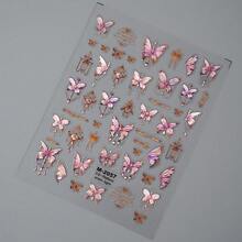 1pc 5D Embossed Autumn And Winter Shell Light Butterfly Nail Decoration Self-Adhesive Sticker Decal - 彩色 - 查看 8