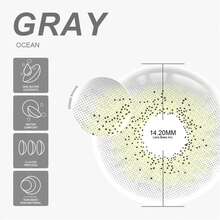 EYESHARE 1 Pair Ocean Series Colored Contact Lenses, Blue/Gray Beautiful Pupils Brown Eyes Green Makeup Yearly Use Cosmetic Eye Beauty,14.2mm - Non-Prescription - OCEAN-GRAY - 查看 3