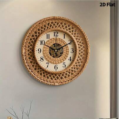 2D Flat, 1pc Vintage Creativity Decoration Wall Clock, Ultra Silent Quartz Movement, No Ticking, Room Decoration, Decorative Clock For Living Room, Bedroom, Office, Kitchen And Coffee, Perfect For Christmas, New Year, Valentine's Day Gifts Home Decor