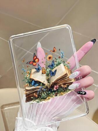 Book Butterfly Flower Transparent Protective Case Compatible With Kindle Paperwhite 12th Gen 2024,Kindle 11th Generation-2024 Release,Kobo Libra Colour 7Iinch,Protective Cover Compatible With Kobo Clara Bw/Kobo Clara Colour 6inch,Fire HD 10 Tablet(11th/13th Gen, 2021/2023 Release)Four Corners Anti-Fall,Full Coverage Clear Case, Silicon Soft Shell