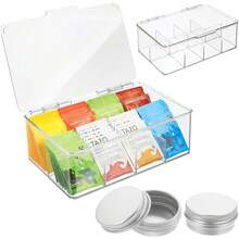 Organizador deé Acrílico con 8 Compartimentos y Tapa - Caja para Bolsitas deé, Infusiones, Café y Azúcar - Portaé para Nevera, Despensa o Encimera de Cocina,2 cajas deé de 300 ml - 1 - Ver 9