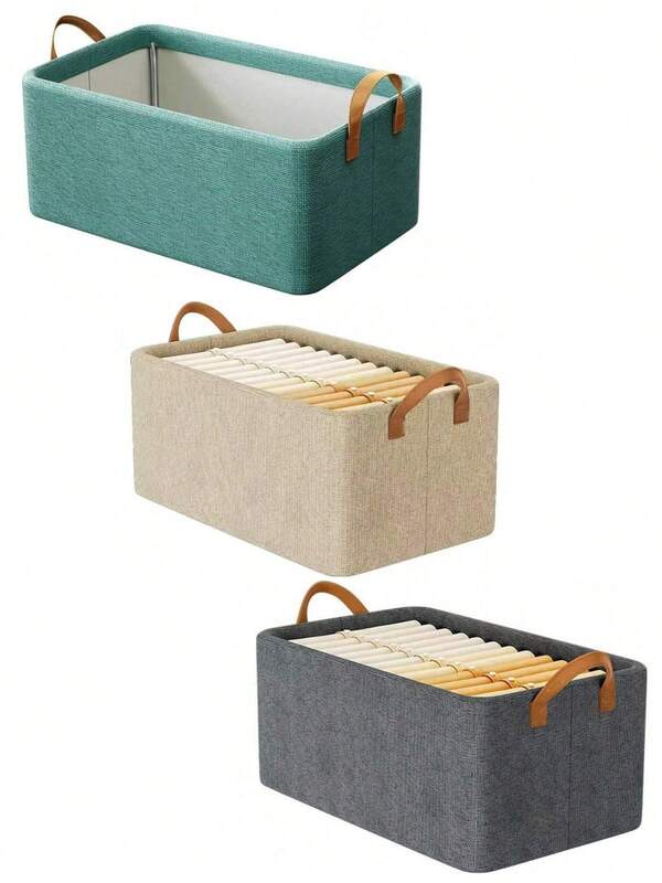 Clothes Cationic Storage Box, Drawer Style Fabric Container Box, Linen Fabric Foldable Storage Box, Canvas Quilt Bag Closet, Organizer And Storage Bag With Reinforced Handles For Organizing Blankets Bedroom Closet Dormitory Sweaters