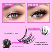 Kit de extensión de pestañas, conjunto de grupos DIY, pestañas postizas de aspecto natural, mezcladas 30D 40D con adhesivo y sellador, pestañas mixtas de 9-14mm, 240 pestañas individuales con fuerte fijación y pinzas - 1 - Ver 4