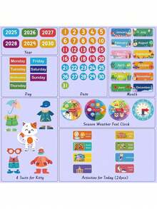 Mój codzienny kalendarz Zestaw tablic do nauki historii Tablica filcowa 3,3 stopy dla małych dzieci Prezenty dla dzieci Kalendarz przedszkolny do klasy Czas w kręgu Centrum nauki Dni tygodnia dla małych dzieci Kalendarz edukacyjny